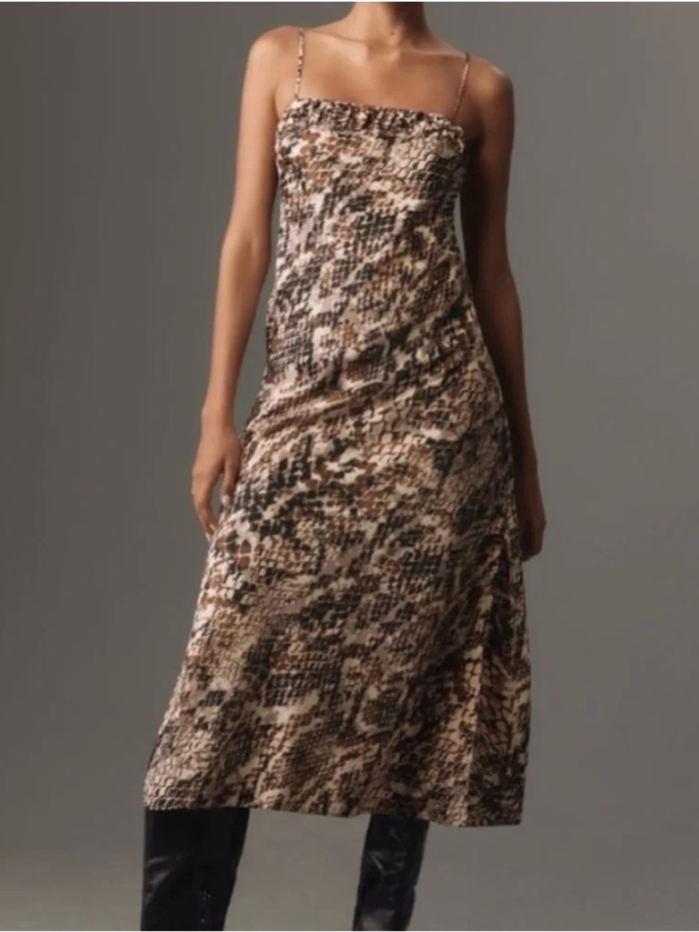 NWT Anthropologie Squareneck Snakeskin Print Midi Dress